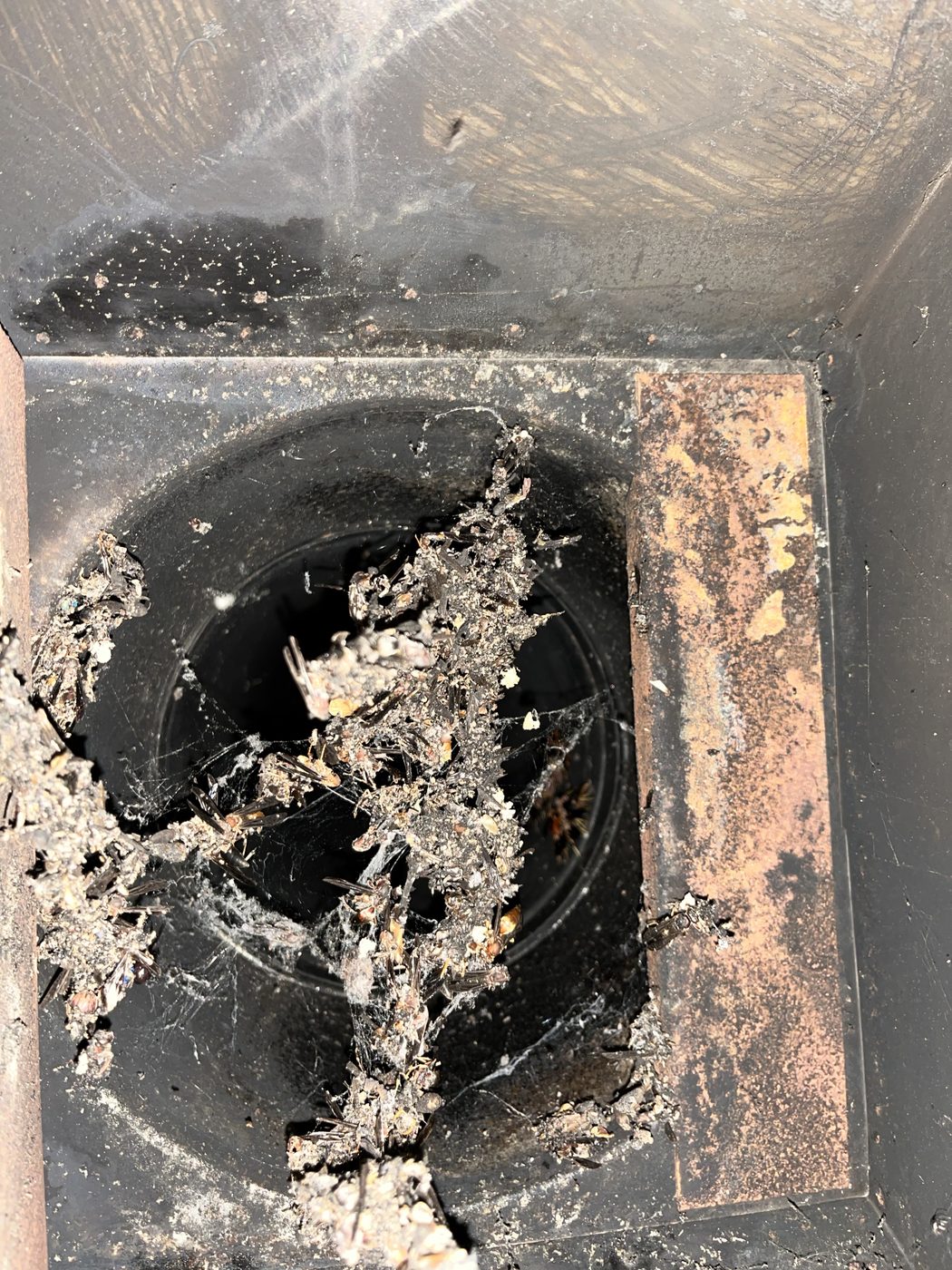 Chimney flue before cleaning