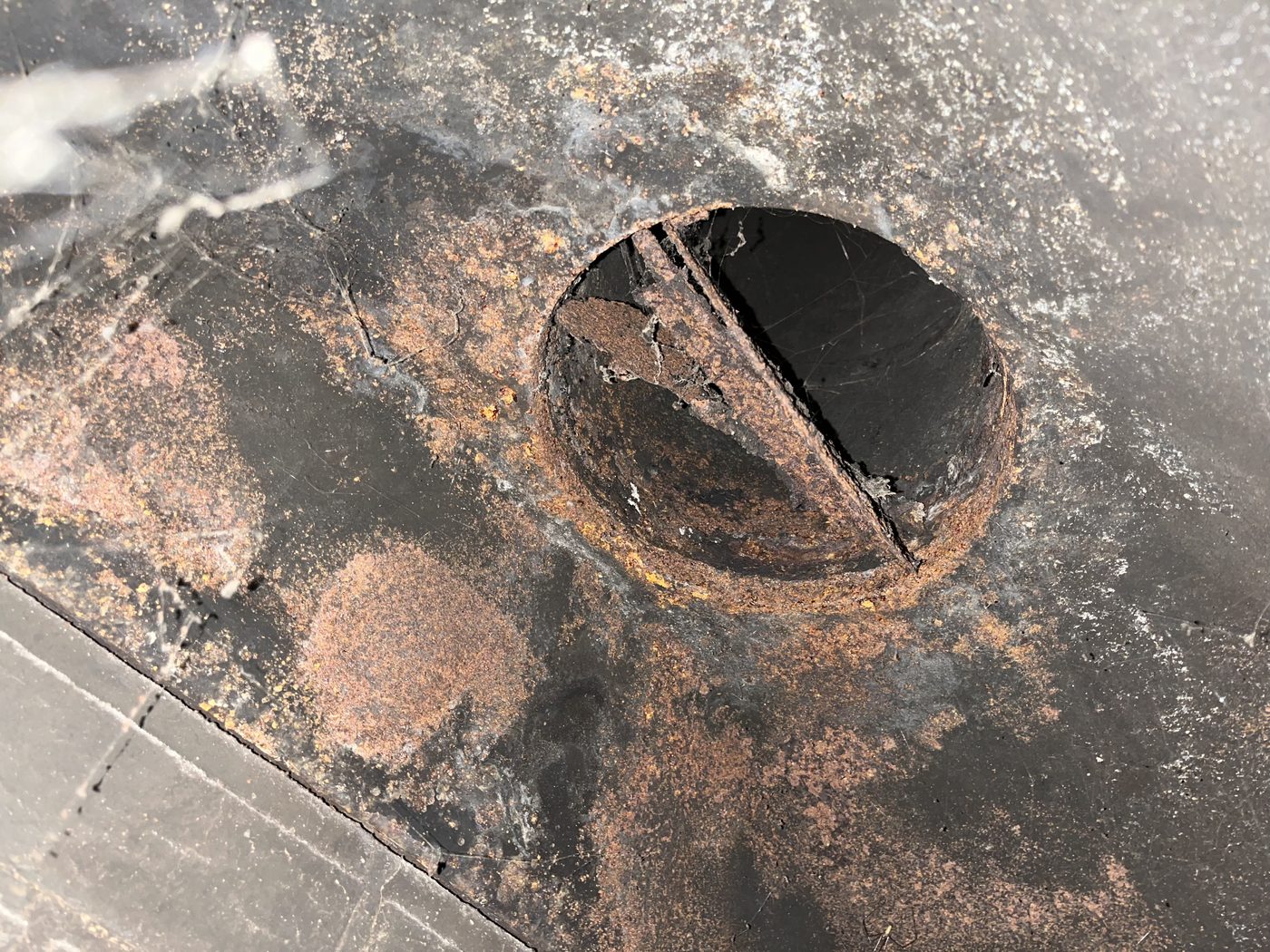 Rusted firebox and flue