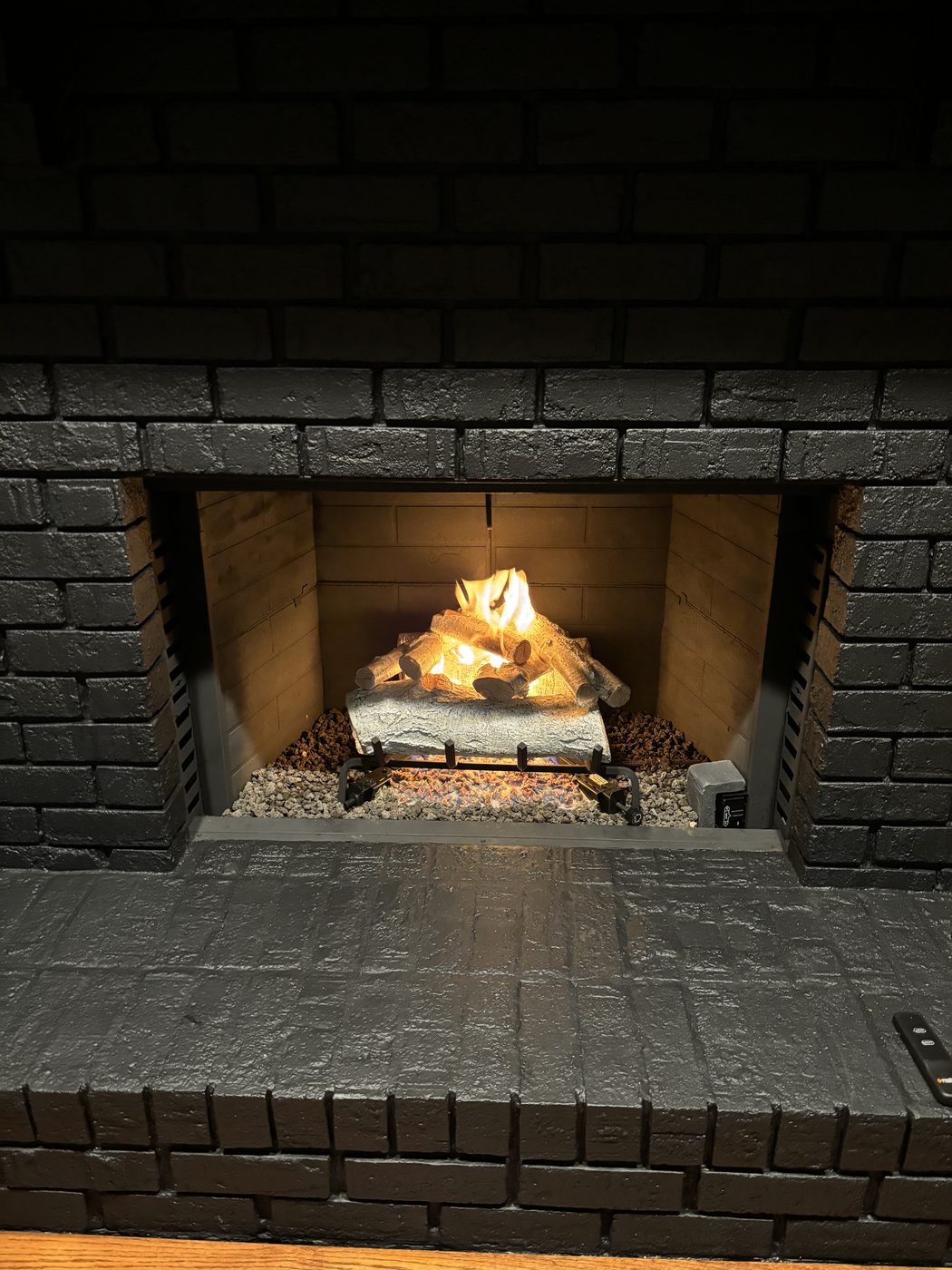 Gas log fireplace installation