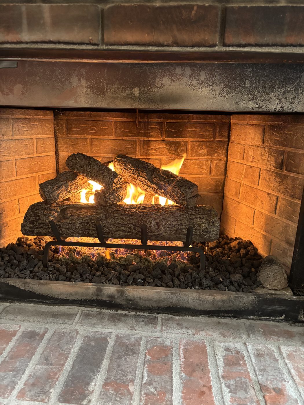 Gas log fireplace installation